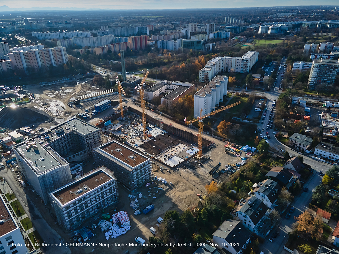 19.11.2021 - Luftbilder von der Baustelle Alexisquartier und Pandion Verde in Neuperlach
